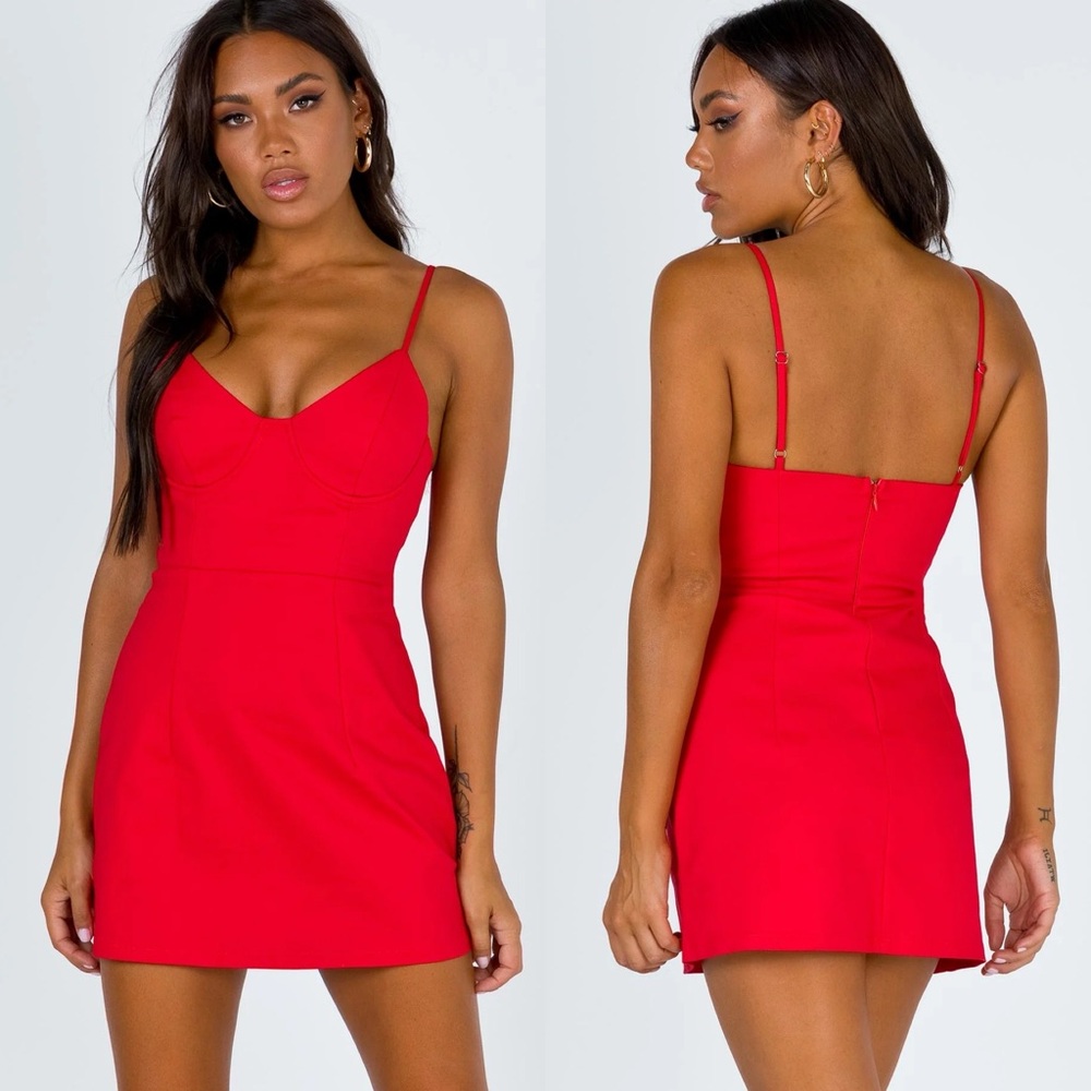 Princess Polly Novelle Red Bustier Mini Dress Adjustable Straps Womens 4 New NWT - Picture 4 of 15